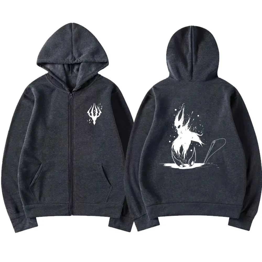 Game Hollow Void Hollow Knight Zipper Hoodie Men's Fashion Casual Zip Up Hoodies Men Anime Vintage Sweatshirt Man Hooded Jacket