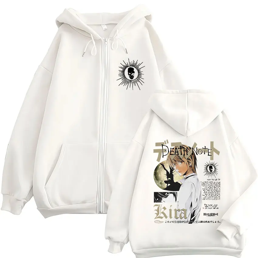 Anime Death Note Yagami Light Zipper Hoodies Men's Women Clothing Fashion Hip Hop Long Sleeves Zip Up Hooded Sweatshirts Jackets