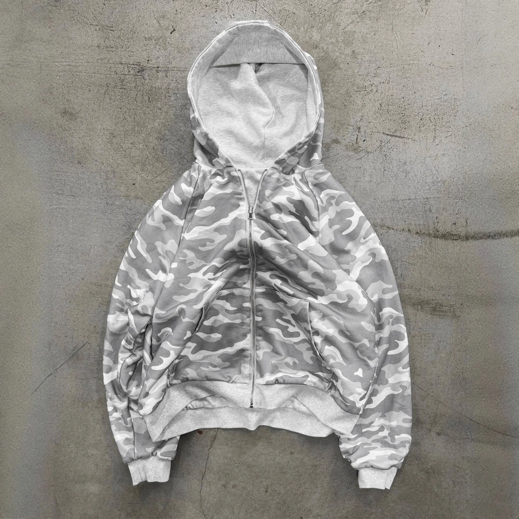 Men Women Reversible Camo Zip Up Hoodie Oversized Full Zip Hooded Jacket Dual‑Wear Streetwear Kangaroo Pocket Sweatshirt Coat