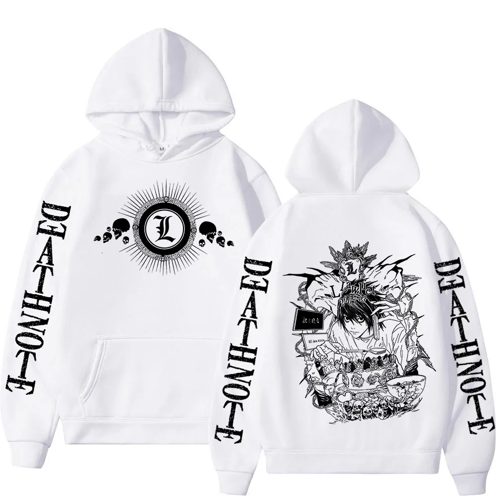 Anime Death Note Hoodies Manga Yagami Light L·Lawliet Hooded Sweatshirt Men Women Fashion Loose Long Sleeve Pullovers Streetwear