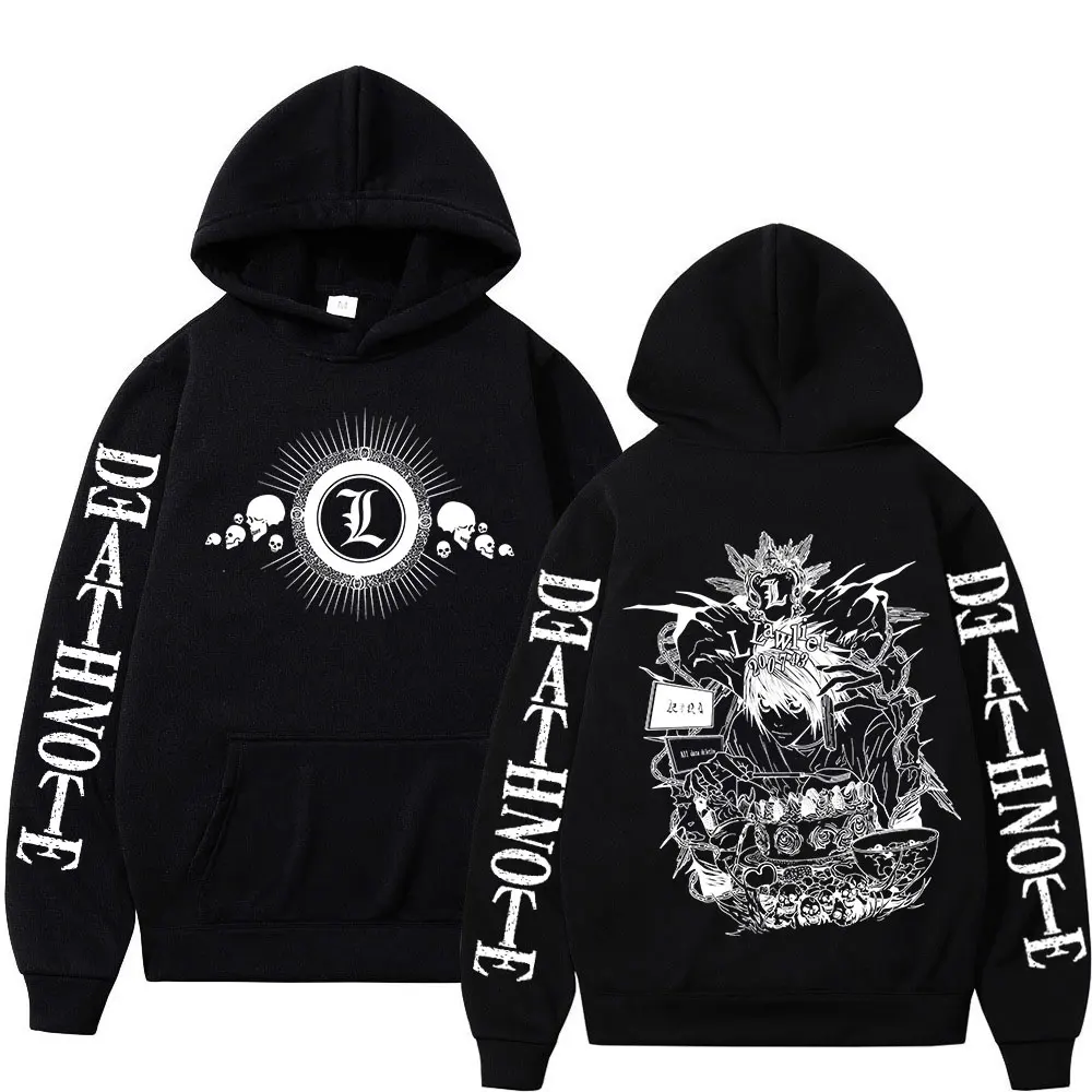 Anime Death Note Hoodies Manga Yagami Light L·Lawliet Hooded Sweatshirt Men Women Fashion Loose Long Sleeve Pullovers Streetwear