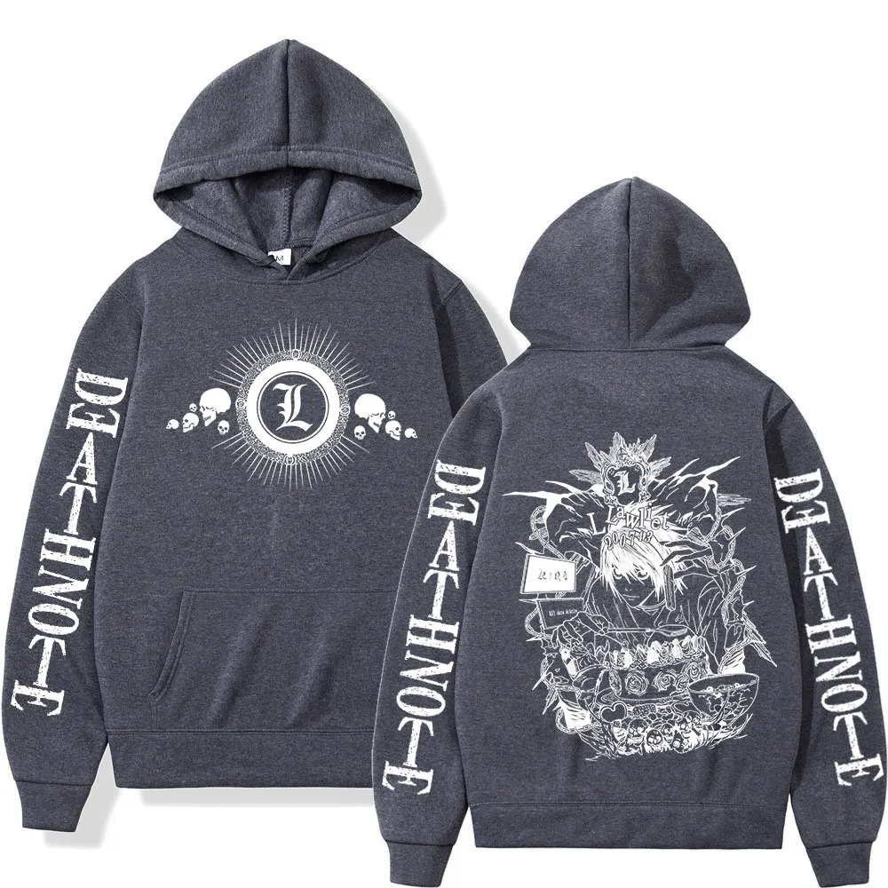 Anime Death Note Hoodies Manga Yagami Light L·Lawliet Hooded Sweatshirt Men Women Fashion Loose Long Sleeve Pullovers Streetwear