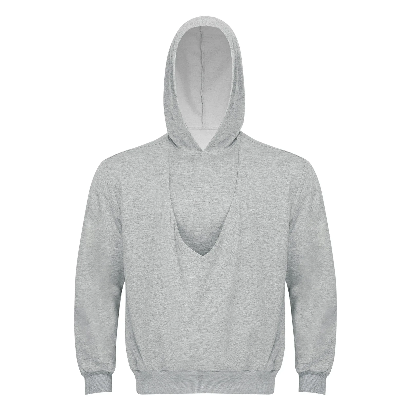 Mens Kangaroo Hoodie for Dad and Baby Carrier Solid Color Front Large Pouch Hooded Sweatshirt Casual Long Sleeve Pullover Top