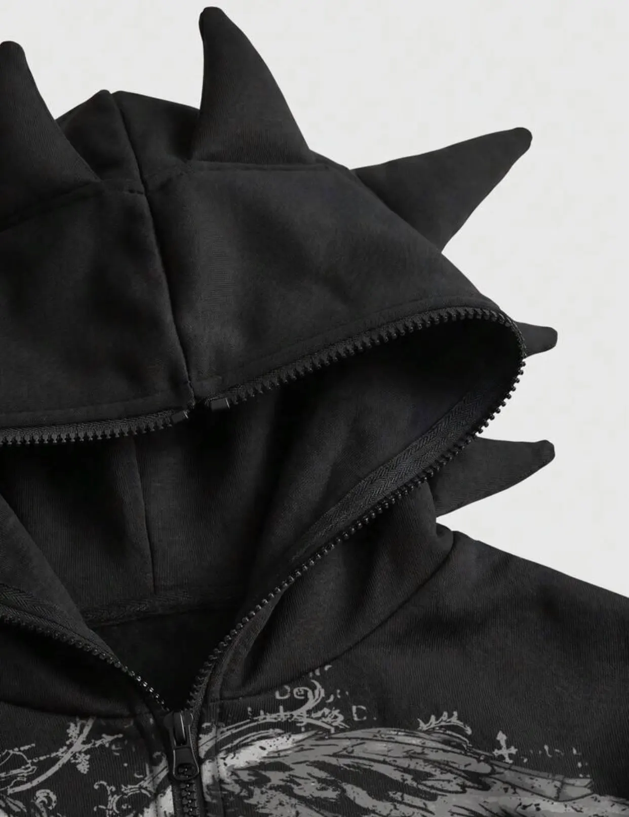 Gothic Spike Man Hoodie Zip Up Hoodie Angel Y2k Print Vintage Grunge Streetwear Men Casual Long Sleeve Sweatshirt Aesthetic