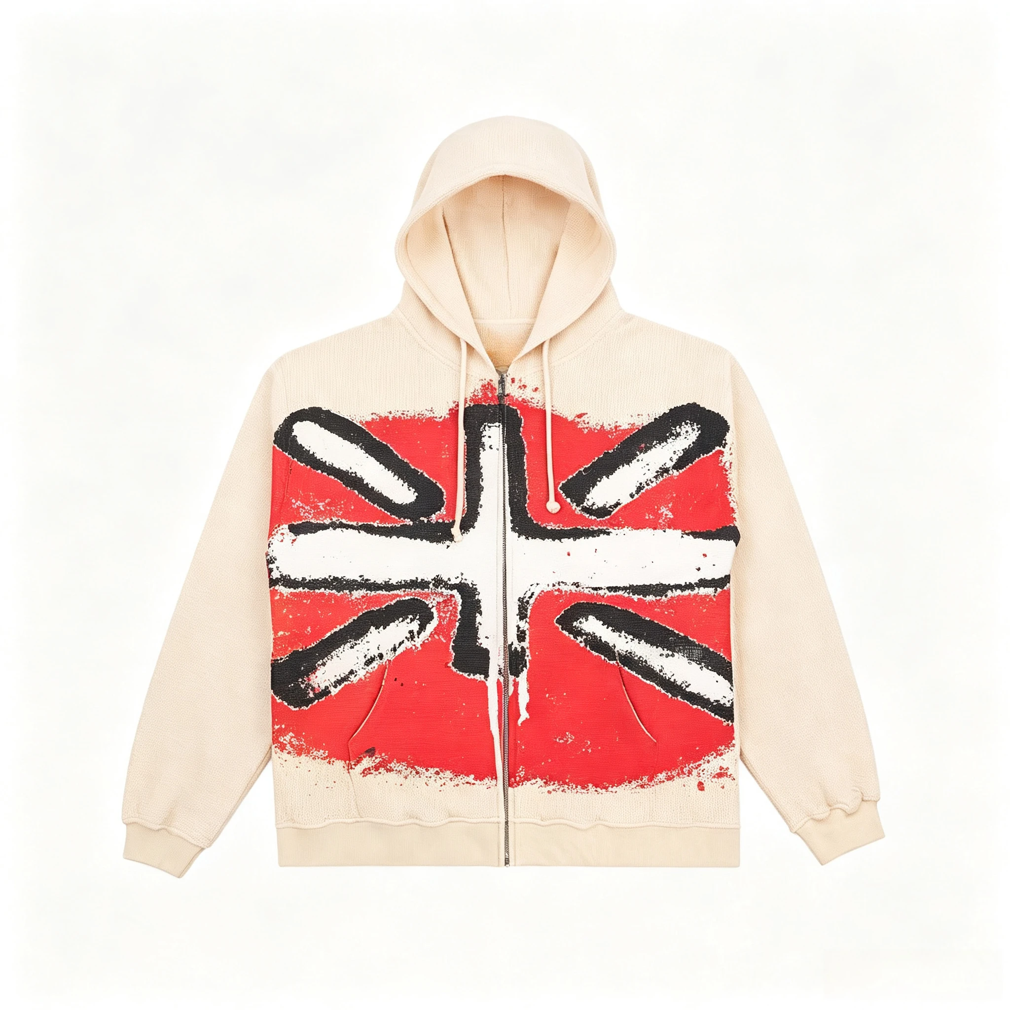 Y2K Union Jack Thermal Hoodies Colorful Graffiti Graphic Hoodie Sweatshirt Men Women Oversized Streetwear Autumn Casual Jacket
