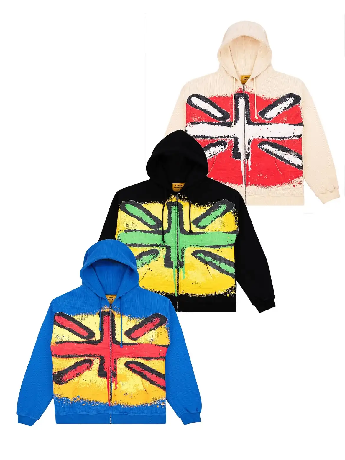 Y2K Union Jack Thermal Hoodies Colorful Graffiti Graphic Hoodie Sweatshirt Men Women Oversized Streetwear Autumn Casual Jacket
