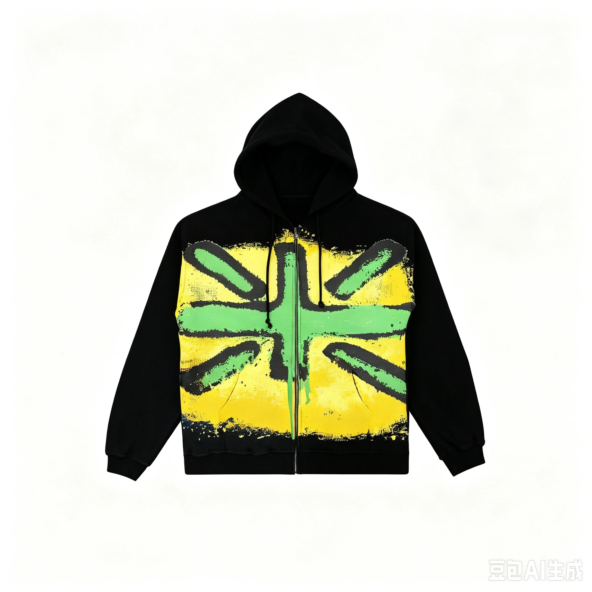 Y2K Union Jack Thermal Hoodies Colorful Graffiti Graphic Hoodie Sweatshirt Men Women Oversized Streetwear Autumn Casual Jacket