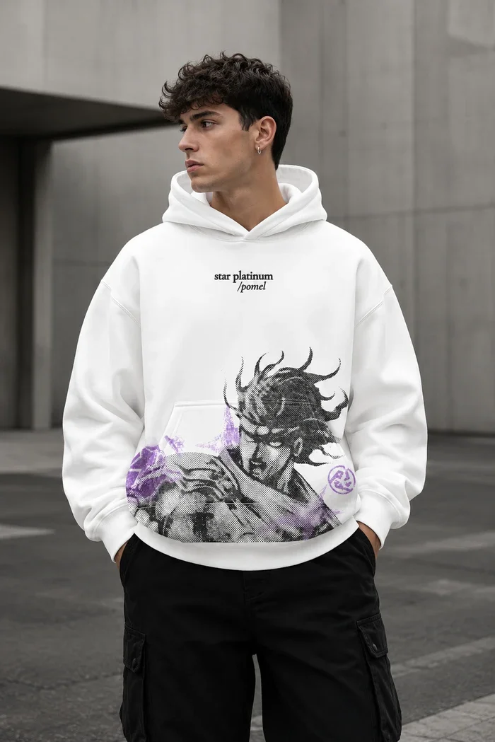 Anime JoJo Graphic Hoodies Vintage Retro Print Oversized Pullover Men Women Hip Hop Y2K Street Style Fans Merch Sweatshirts