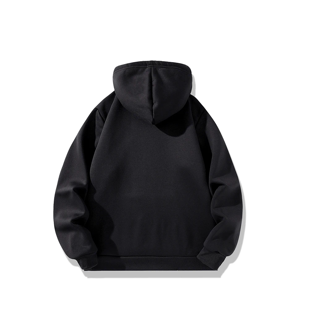 Winter Lambswool Hoodies Thicken Warm Windproof Sweatshirts Print Hooded Pullover Loose Men Women Winter Hoodies Black