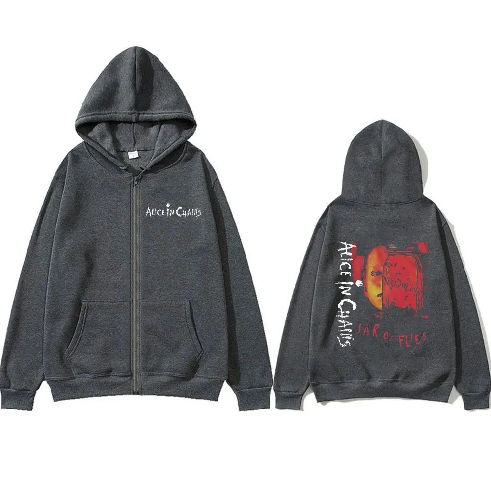 Rock Band Alice in Chains Jar of Flies Album Zipper Hoodie Men Women Vintage Casual Fleece Zip Up Jacket Male Fashion Streetwear