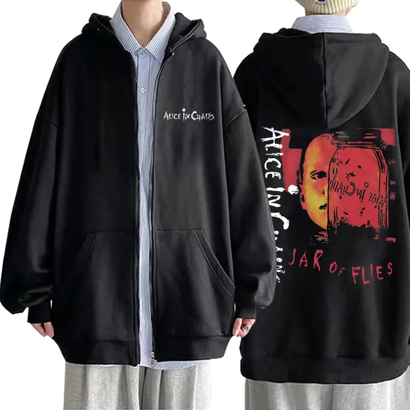Rock Band Alice in Chains Jar of Flies Album Zipper Hoodie Men Women Vintage Casual Fleece Zip Up Jacket Male Fashion Streetwear