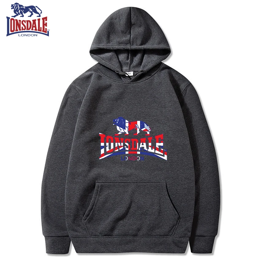LONSDALE Men's Casual Hooded Sweatshirt Logo Print Stylish Spring Autumn Comfortable Fit Sweater