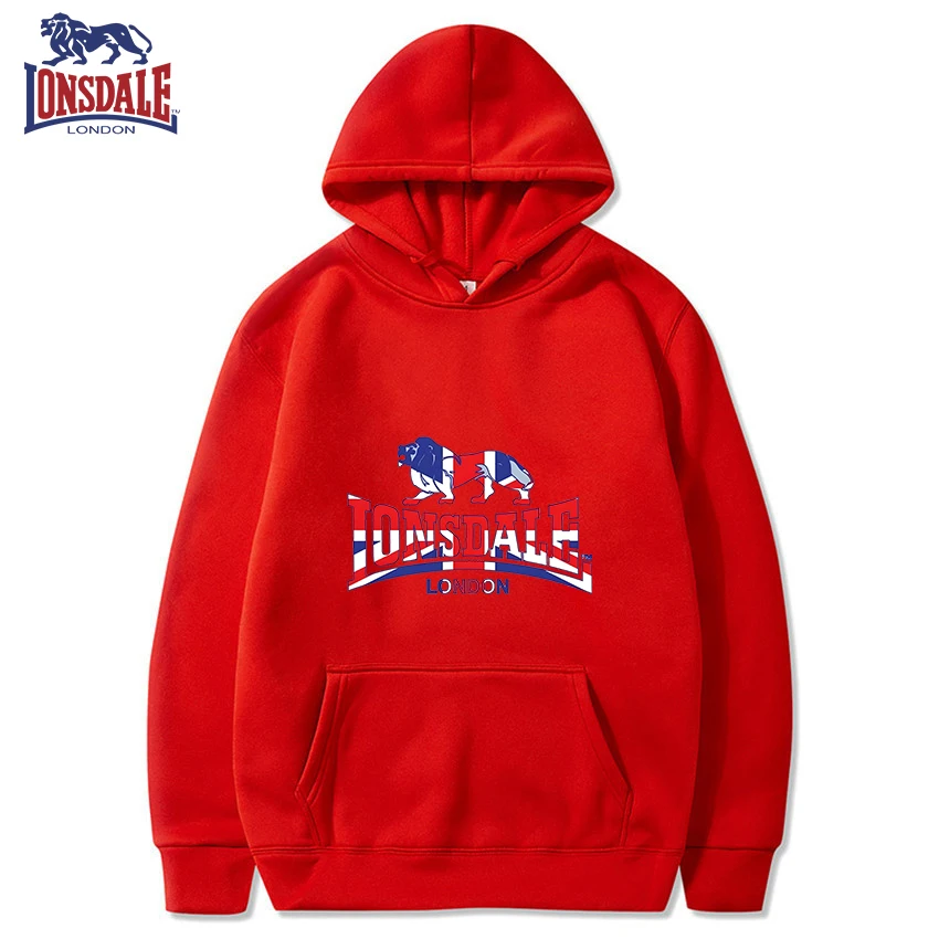 LONSDALE Men's Casual Hooded Sweatshirt Logo Print Stylish Spring Autumn Comfortable Fit Sweater