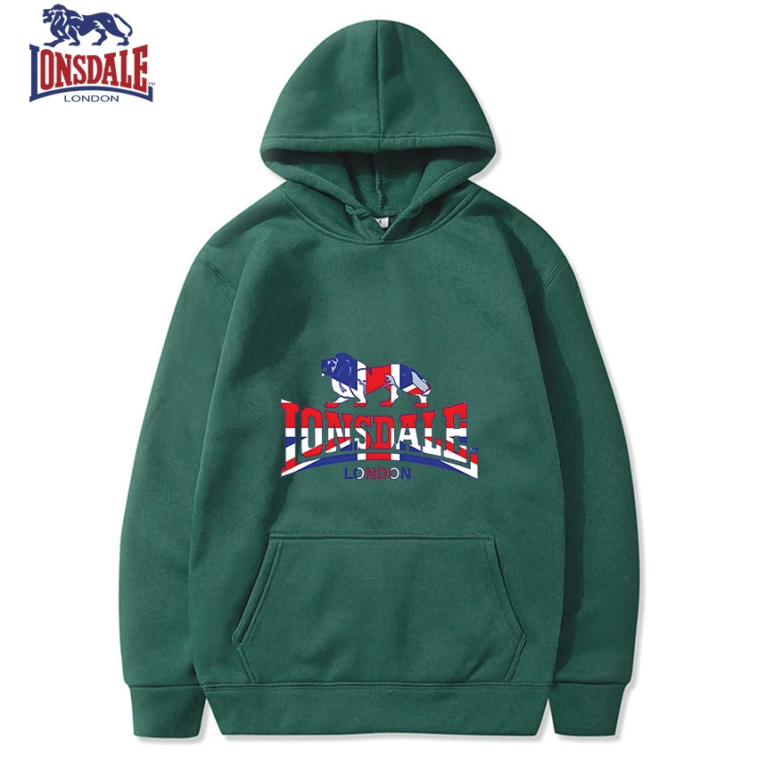 LONSDALE Men's Casual Hooded Sweatshirt Logo Print Stylish Spring Autumn Comfortable Fit Sweater