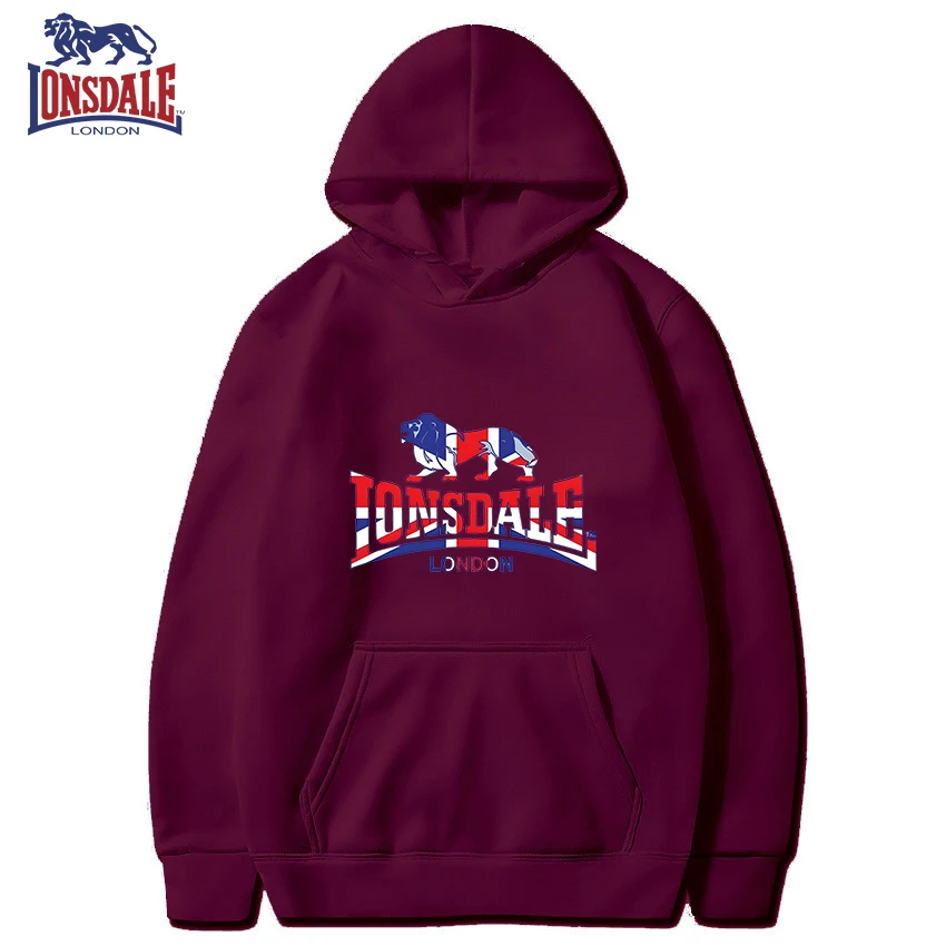 LONSDALE Men's Casual Hooded Sweatshirt Logo Print Stylish Spring Autumn Comfortable Fit Sweater