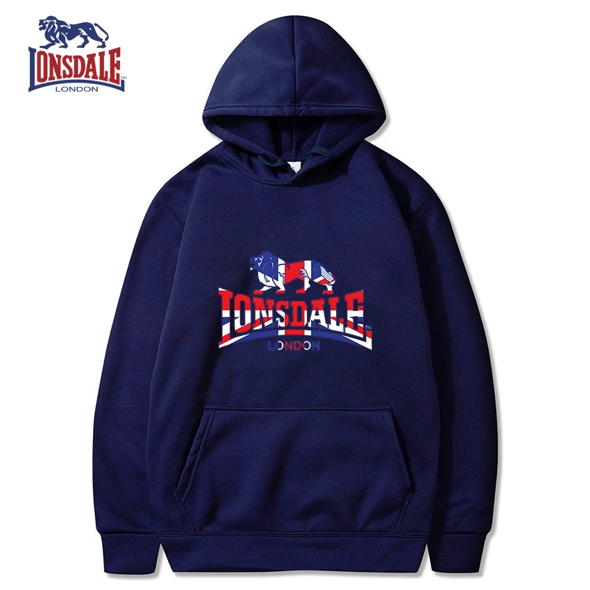 LONSDALE Men's Casual Hooded Sweatshirt Logo Print Stylish Spring Autumn Comfortable Fit Sweater
