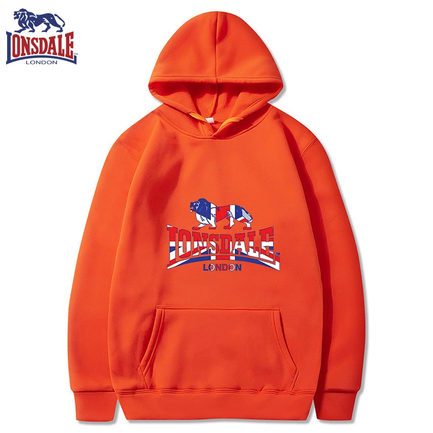 LONSDALE Men's Casual Hooded Sweatshirt Logo Print Stylish Spring Autumn Comfortable Fit Sweater