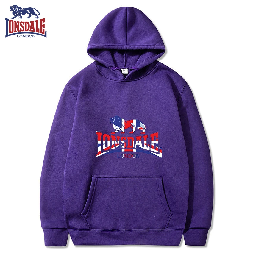LONSDALE Men's Casual Hooded Sweatshirt Logo Print Stylish Spring Autumn Comfortable Fit Sweater
