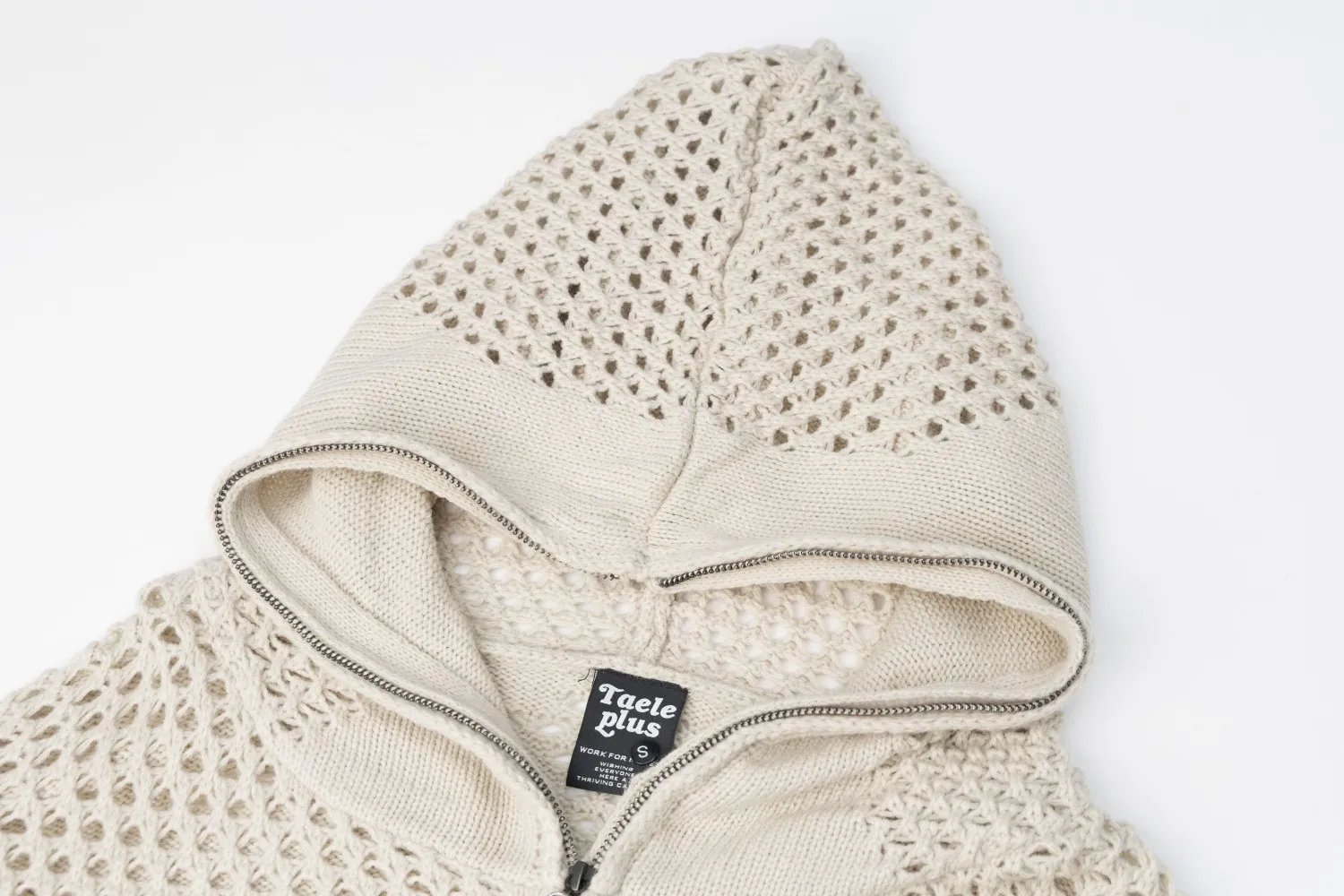 FEWQ American Style Dark Hooded Zipper Men's Knitted Sweater Casual Hook Flower Hollow Sweater 2026 Autumn New 24W3799