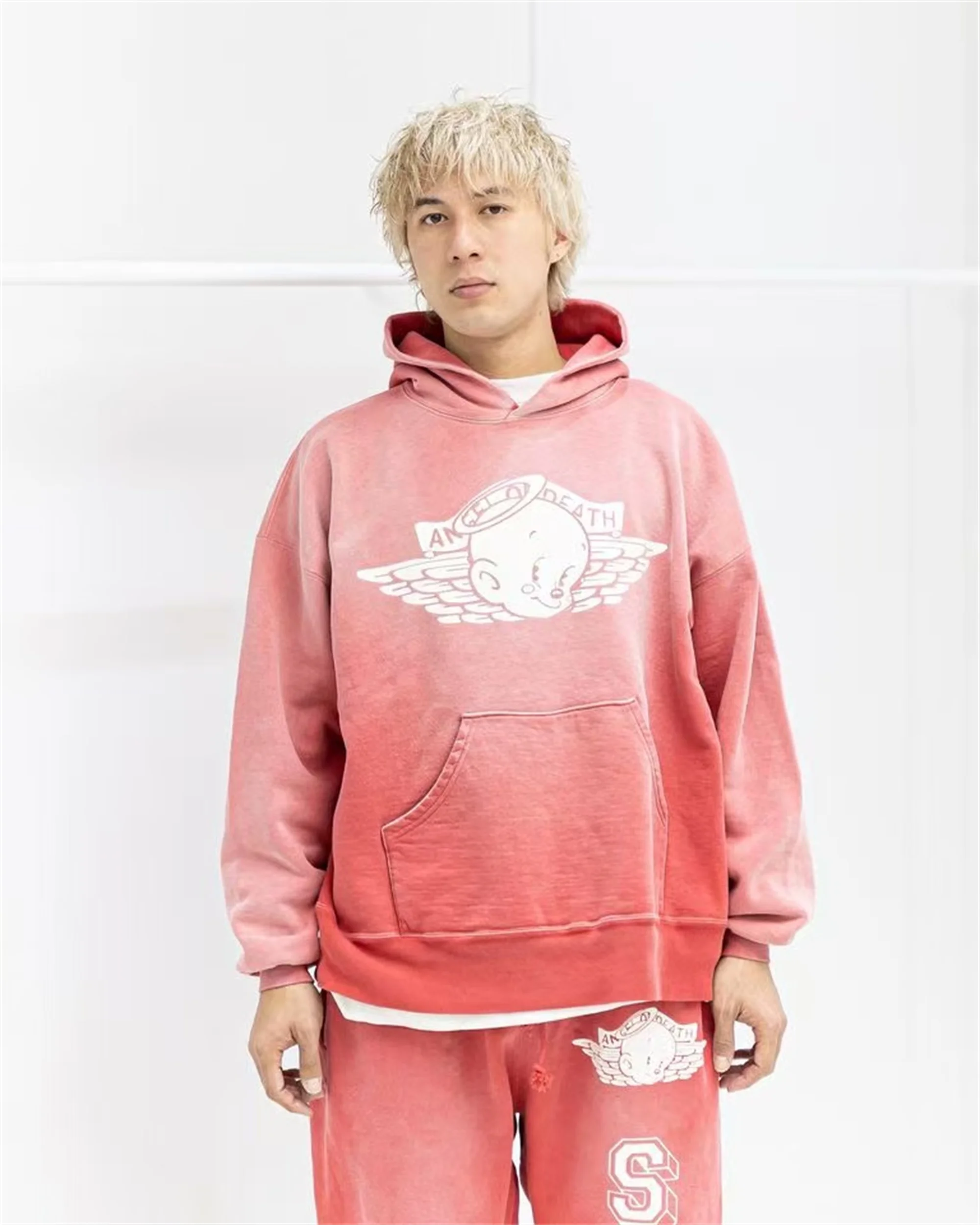 26SS New SAINT Mxxxxxx BABY MICHAEL HOODIE High-Street Oversized Cotton Hooded Sweater Printed Washed Hoodies For Men