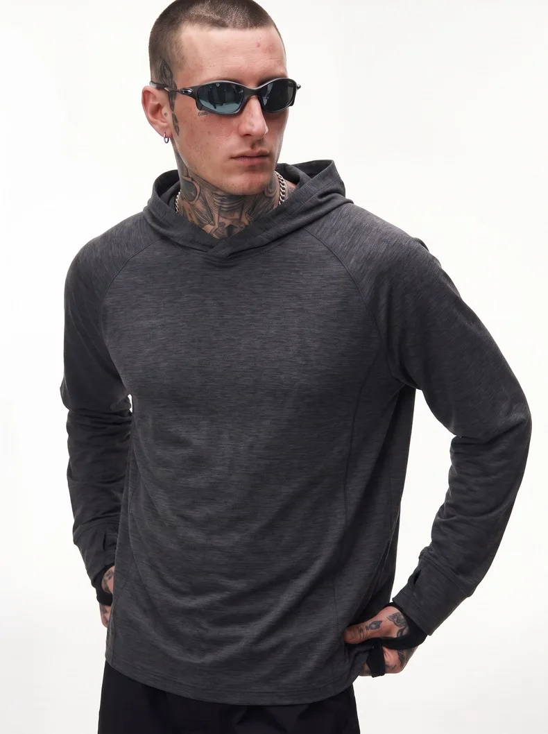 Lightweight Hoodie Men Women Outdoor Running Loose Casual Quick Dry Sport Long Sleeve Hooded Sweatshirts T-shirt Track T Shirt