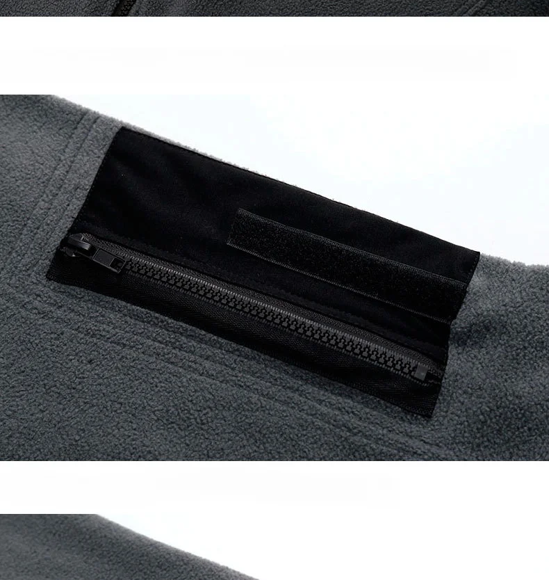 Men's Polar Fleece Outdoor Warm Breathable Tactical Zipper Standing Neck Long Sleeves Casual Solid Color Sweatshirt