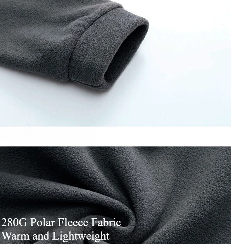 Men's Polar Fleece Outdoor Warm Breathable Tactical Zipper Standing Neck Long Sleeves Casual Solid Color Sweatshirt