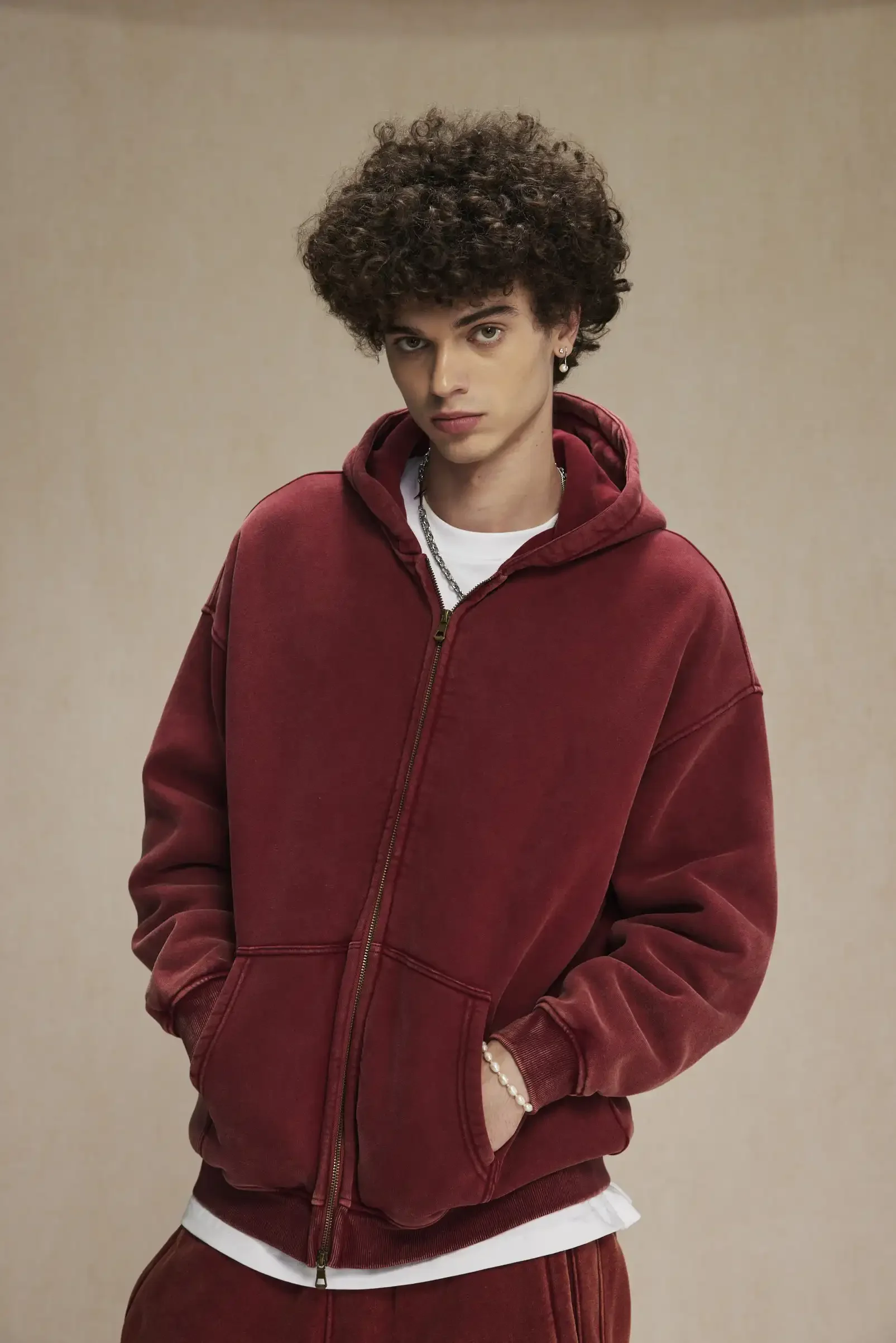 Clothing Autumn and Winter Washed Batik Old Men's Sweater Sweatpants Retro Trendy Brand Suit Men's and Women's Models