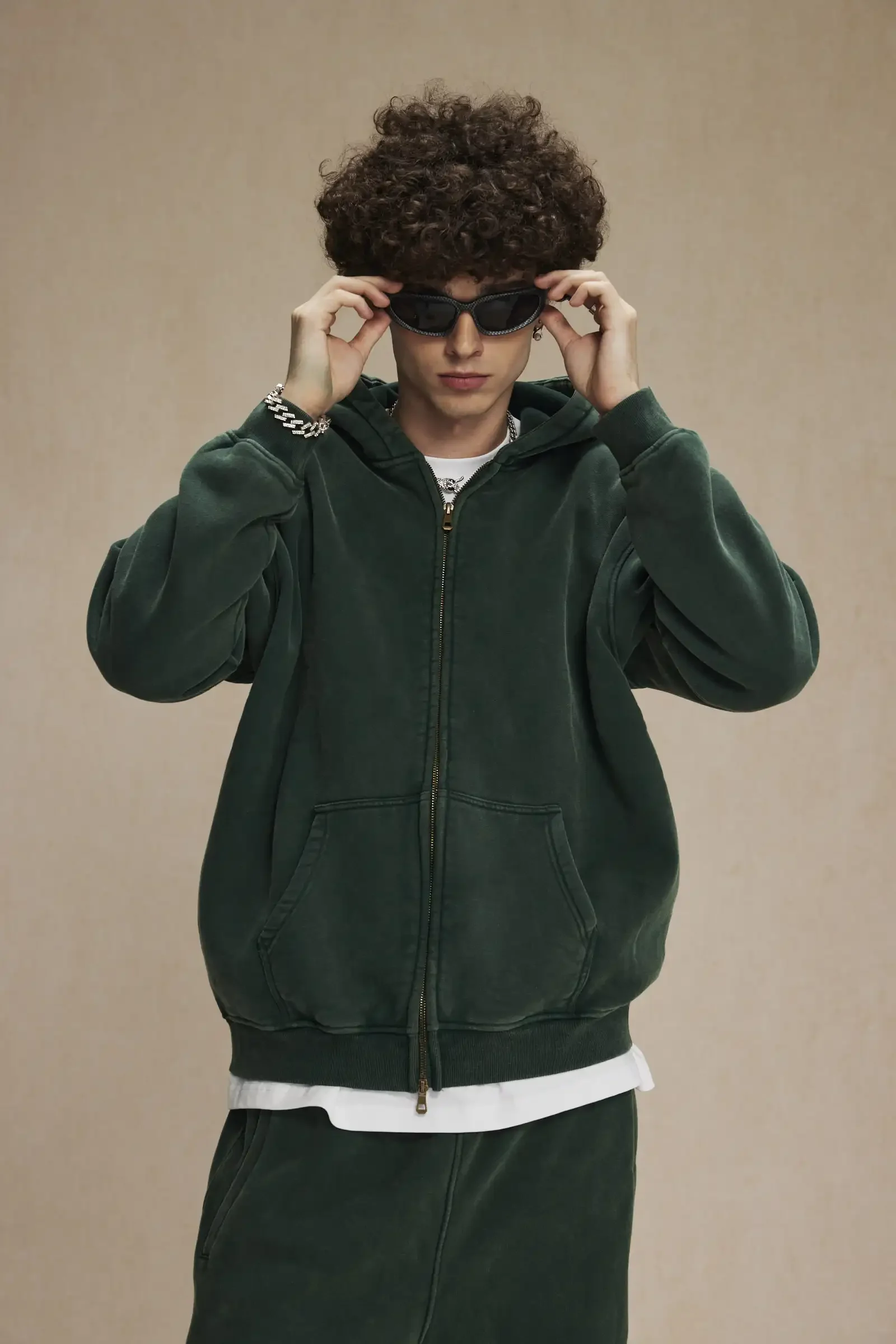 Clothing Autumn and Winter Washed Batik Old Men's Sweater Sweatpants Retro Trendy Brand Suit Men's and Women's Models