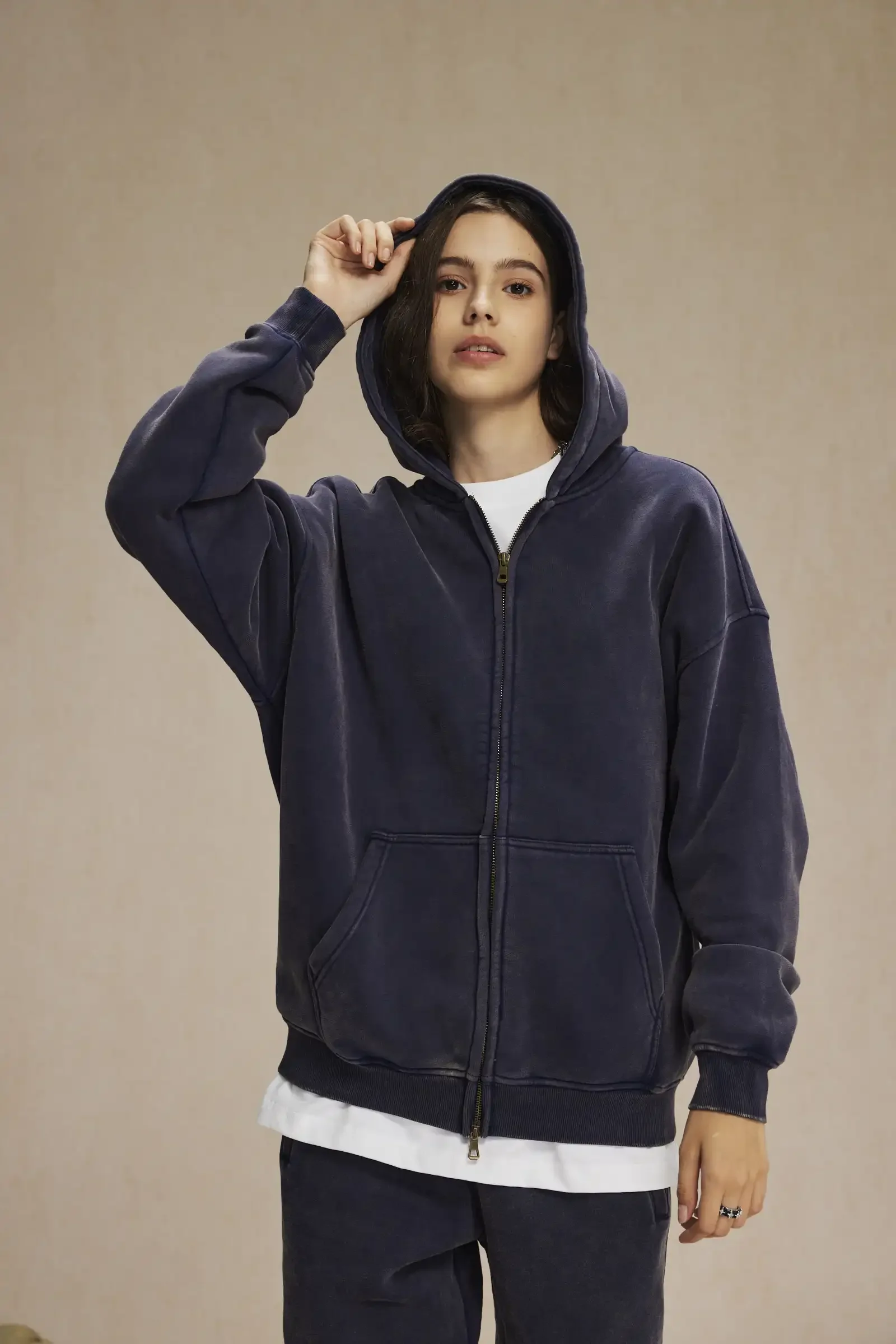 Clothing Autumn and Winter Washed Batik Old Men's Sweater Sweatpants Retro Trendy Brand Suit Men's and Women's Models