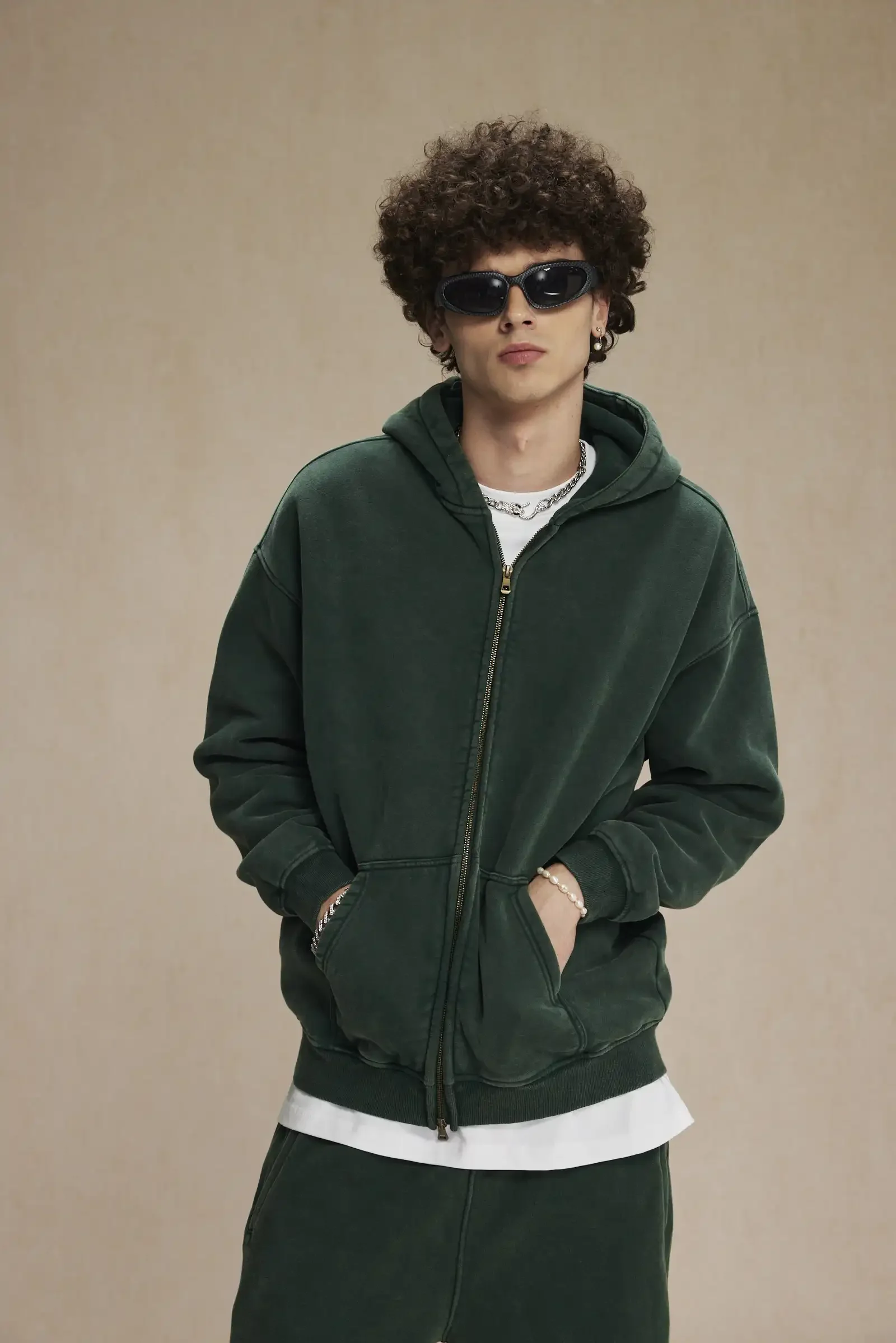 Clothing Autumn and Winter Washed Batik Old Men's Sweater Sweatpants Retro Trendy Brand Suit Men's and Women's Models