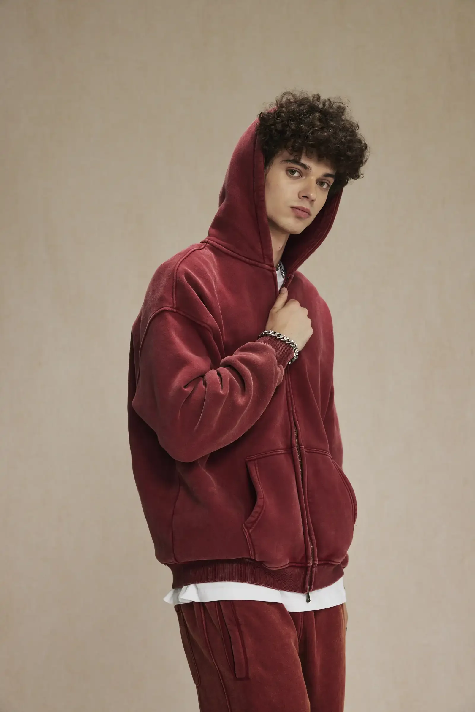 Clothing Autumn and Winter Washed Batik Old Men's Sweater Sweatpants Retro Trendy Brand Suit Men's and Women's Models