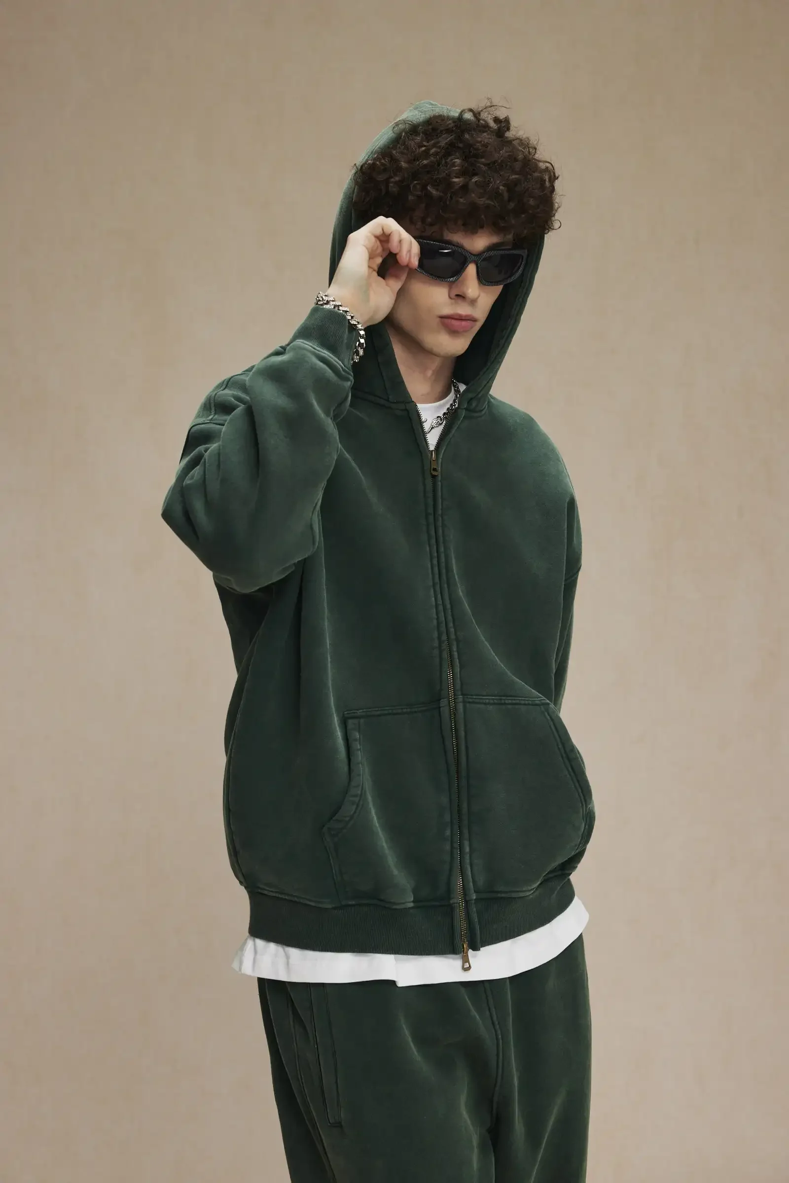 Clothing Autumn and Winter Washed Batik Old Men's Sweater Sweatpants Retro Trendy Brand Suit Men's and Women's Models