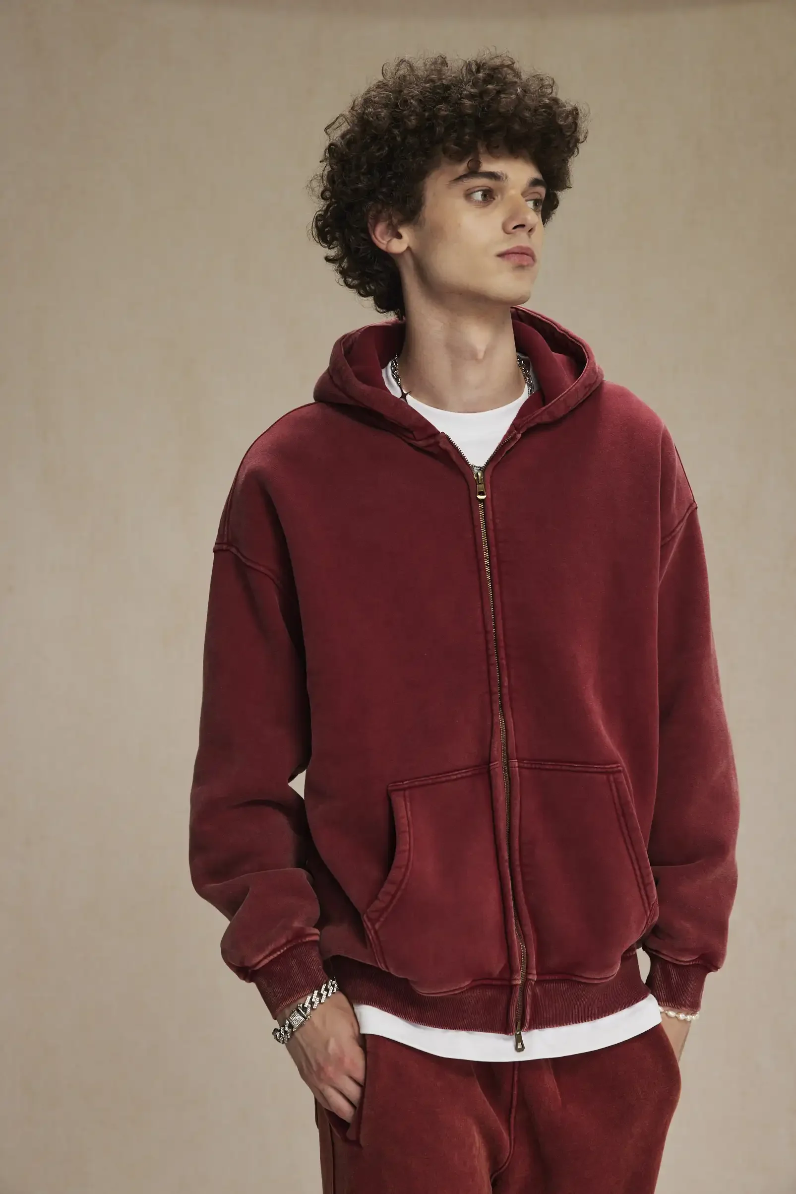 Clothing Autumn and Winter Washed Batik Old Men's Sweater Sweatpants Retro Trendy Brand Suit Men's and Women's Models