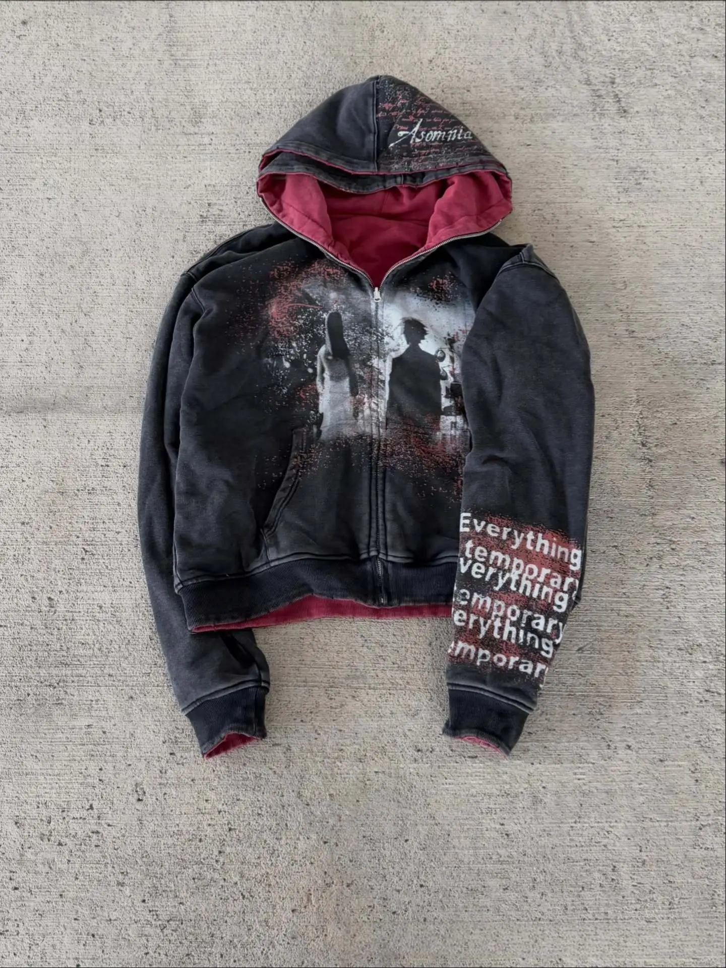 Unisex Heavyweight Hoodie American Style Dark Design Double-Sided Printed Personalized Niche Street Harajuku Fashion