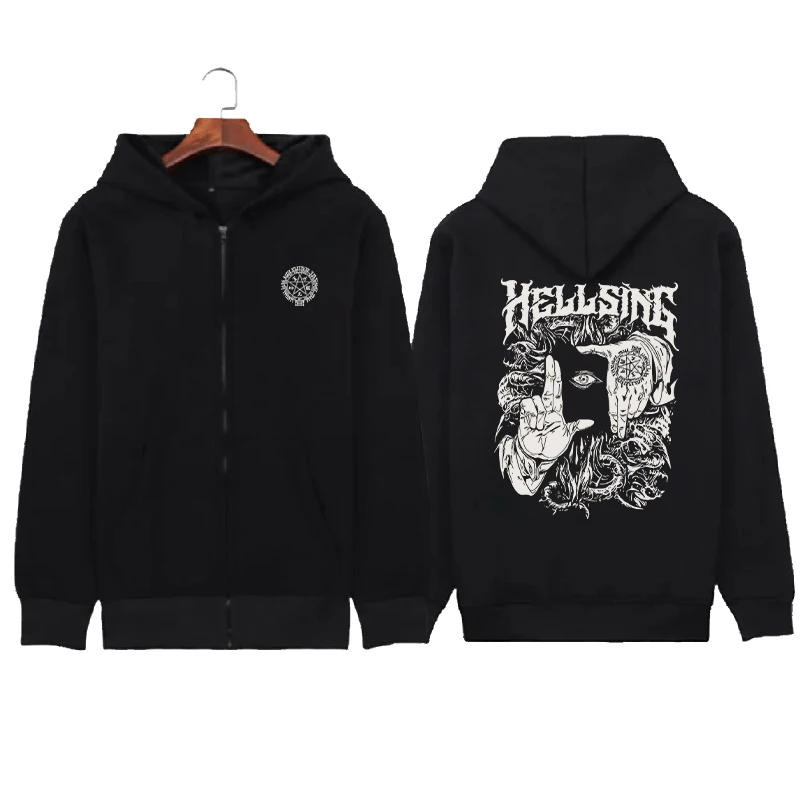 Hellsing Anime Clothing Alucard Printed Hooded Men Women Prevalent Zipper Hoodies Plus Size Pullover Harajuku Male Sweatshirt
