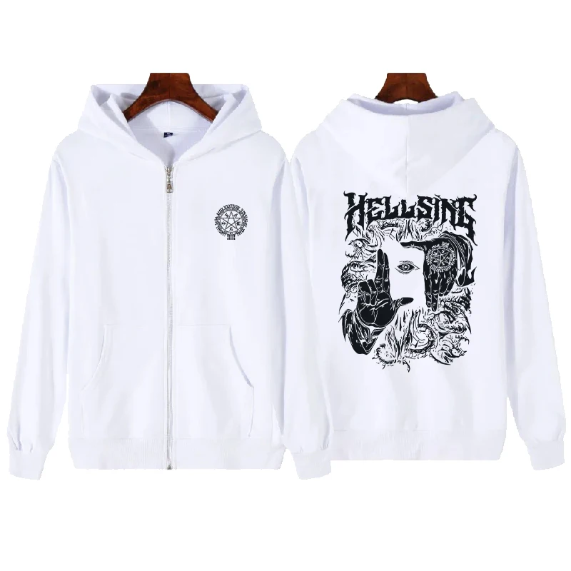 Hellsing Anime Clothing Alucard Printed Hooded Men Women Prevalent Zipper Hoodies Plus Size Pullover Harajuku Male Sweatshirt