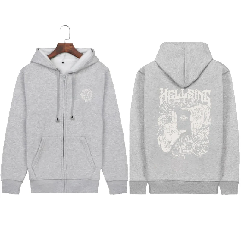 Hellsing Anime Clothing Alucard Printed Hooded Men Women Prevalent Zipper Hoodies Plus Size Pullover Harajuku Male Sweatshirt