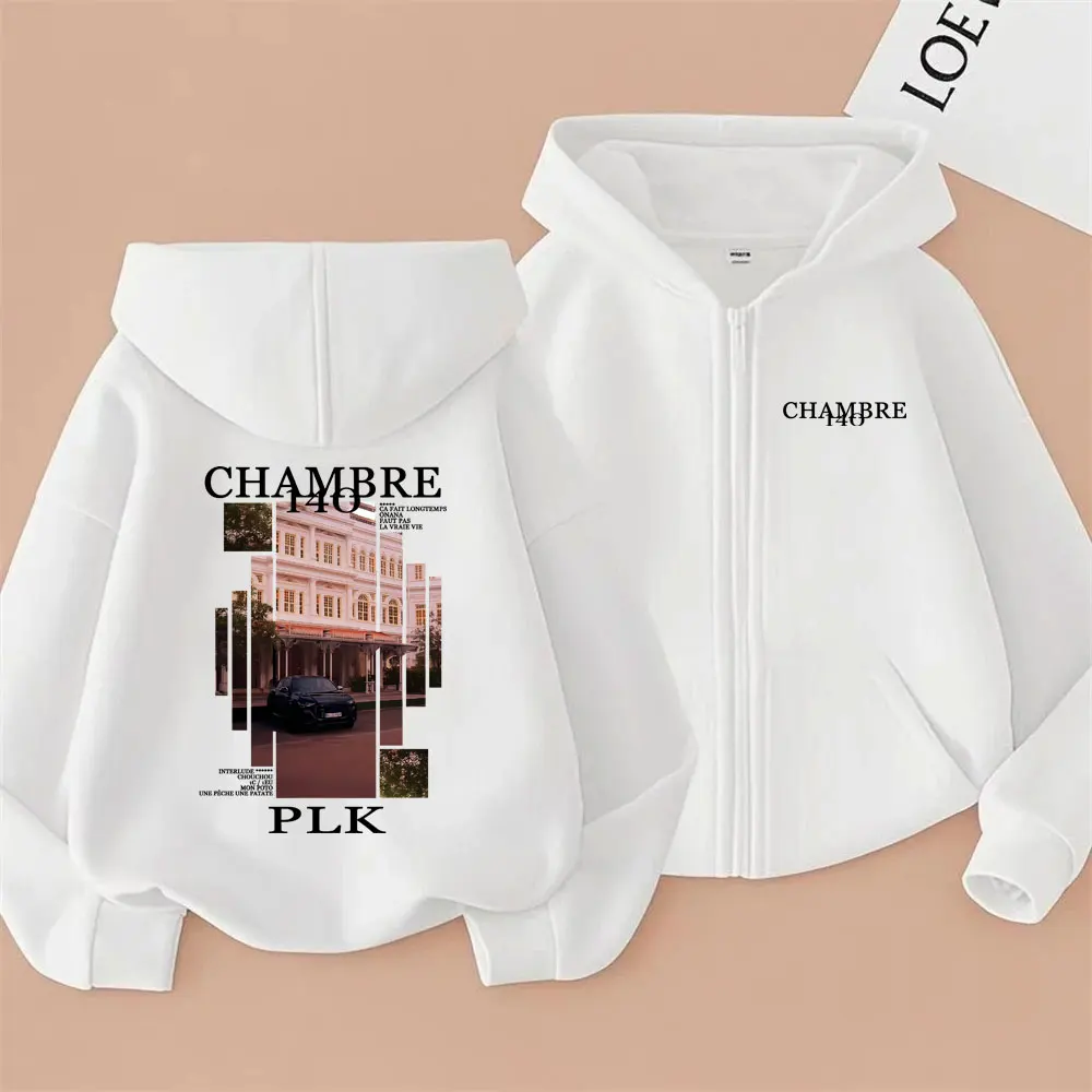 Rapper PLK Chambre 140 Album Graphic Zipper Hoodie Men Women Hip Hop Fashion Pop Music Zip Up Jacket Coat Male Oversized Hoodies