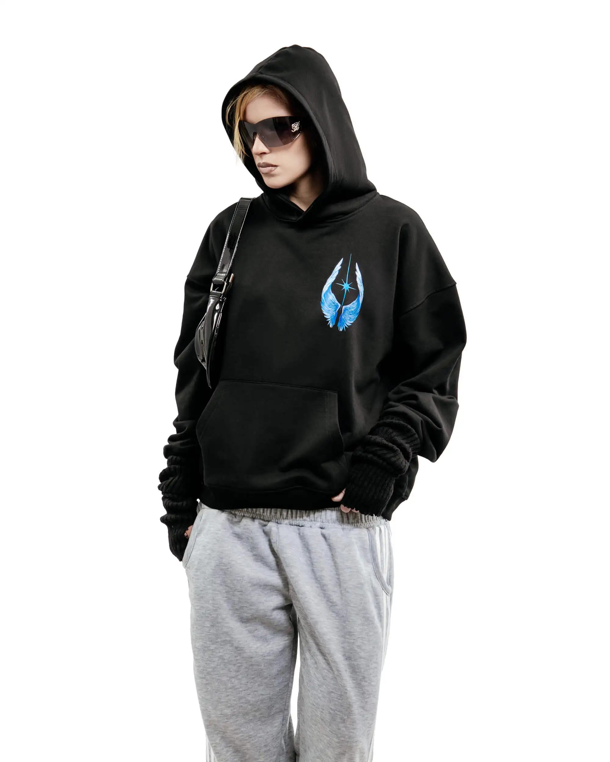 Harajuku Oversized Streetwear Pullover Men's Hoodies Bright Side Graphic Print Hooded Sweatshirt Hip Hop Aesthetic Tops Goth Y2k