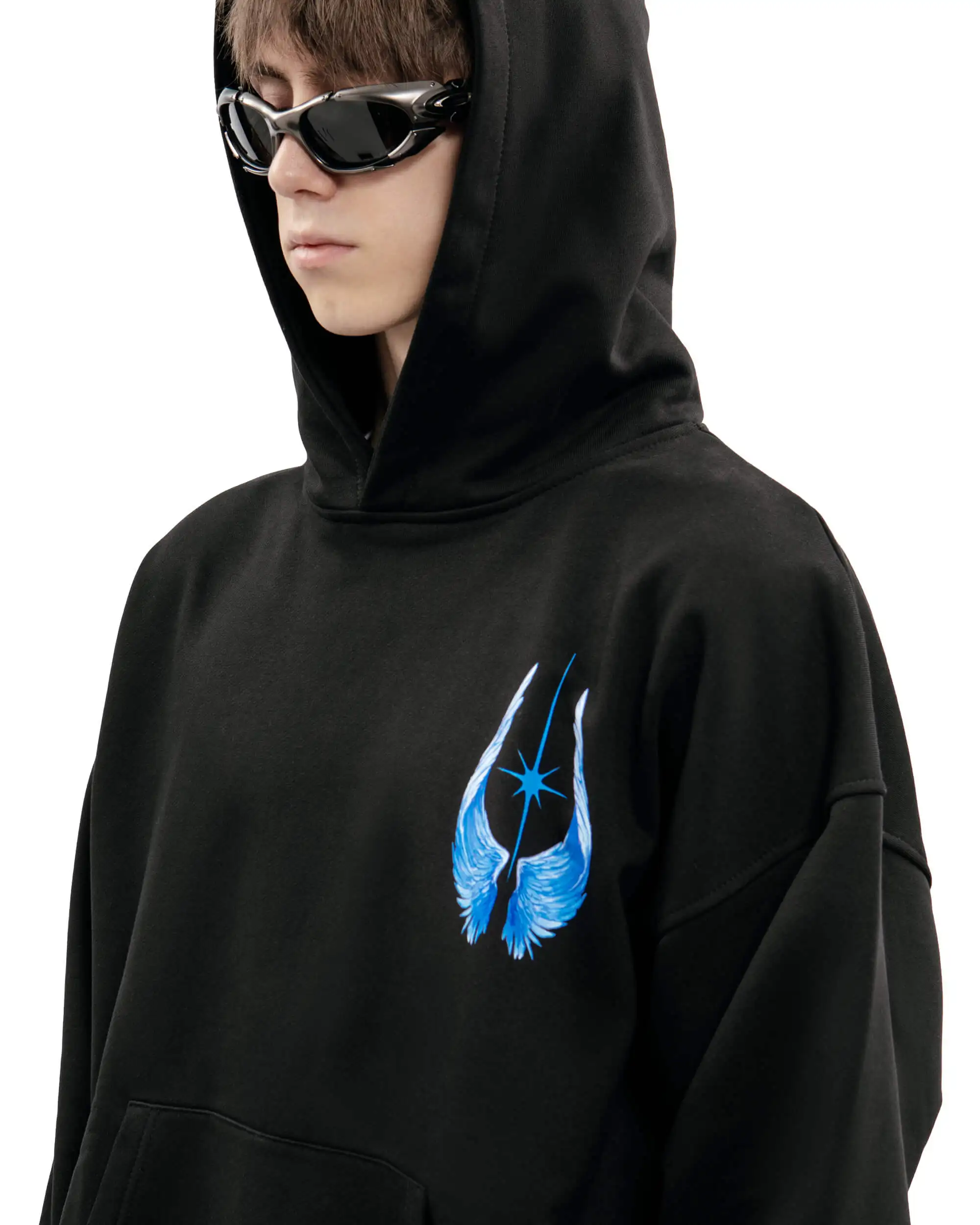 Harajuku Oversized Streetwear Pullover Men's Hoodies Bright Side Graphic Print Hooded Sweatshirt Hip Hop Aesthetic Tops Goth Y2k