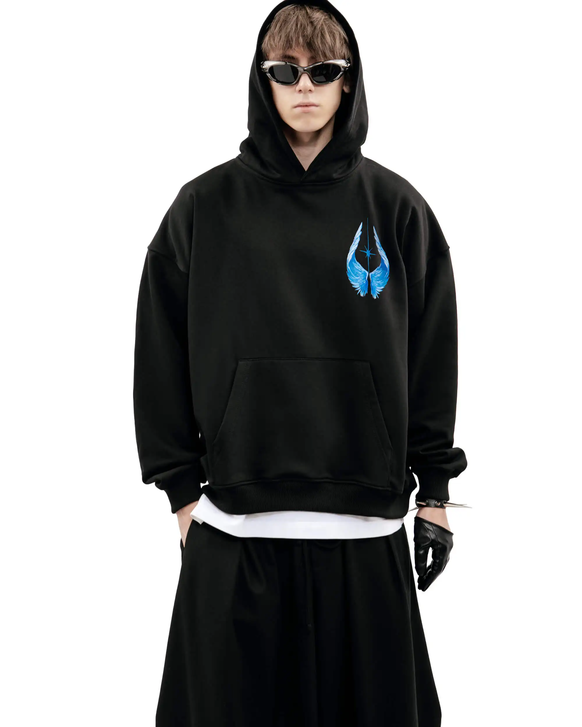 Harajuku Oversized Streetwear Pullover Men's Hoodies Bright Side Graphic Print Hooded Sweatshirt Hip Hop Aesthetic Tops Goth Y2k
