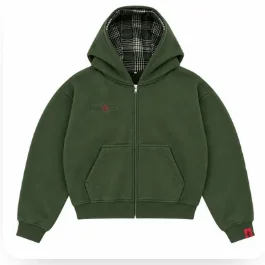Mens Plaid Lined Hooded Sweatshirt Full Zip Pocket Jacket Casual Solid Thermal Fleece Hoodie Casual Winter Warm Outwear Coat