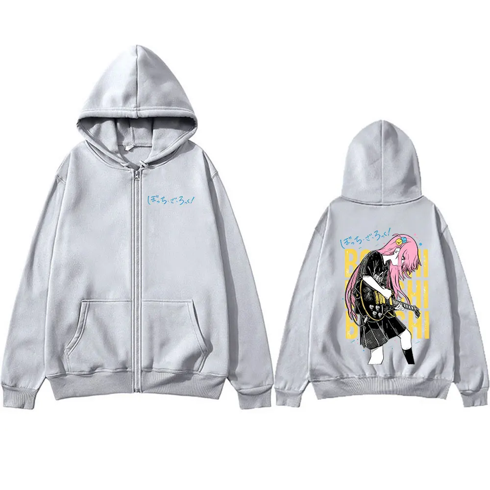 Anime Bocchi The Rock Gotoh Hitori Zipper Hoodies Men Women Fashion Harajuku Long Sleeve Zip Up Hooded Sweatshirts Jackets Coats
