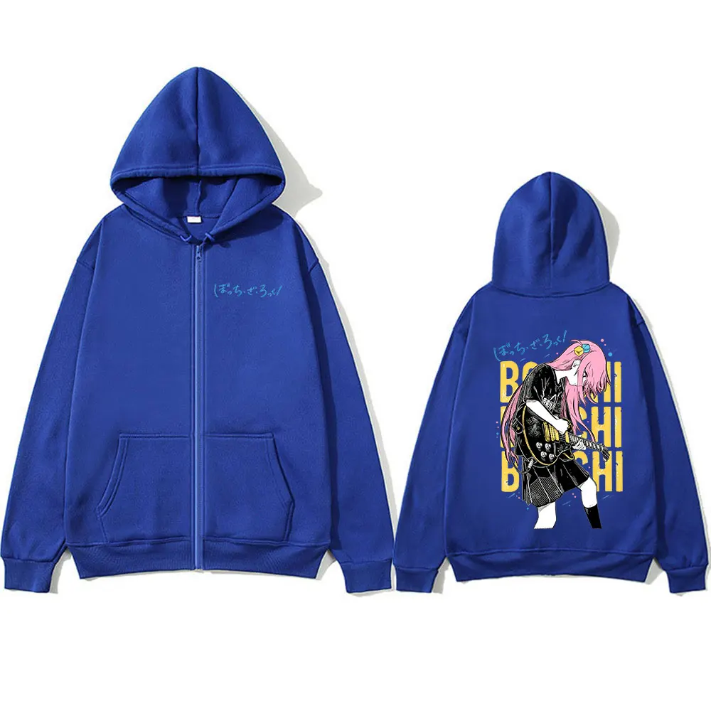 Anime Bocchi The Rock Gotoh Hitori Zipper Hoodies Men Women Fashion Harajuku Long Sleeve Zip Up Hooded Sweatshirts Jackets Coats