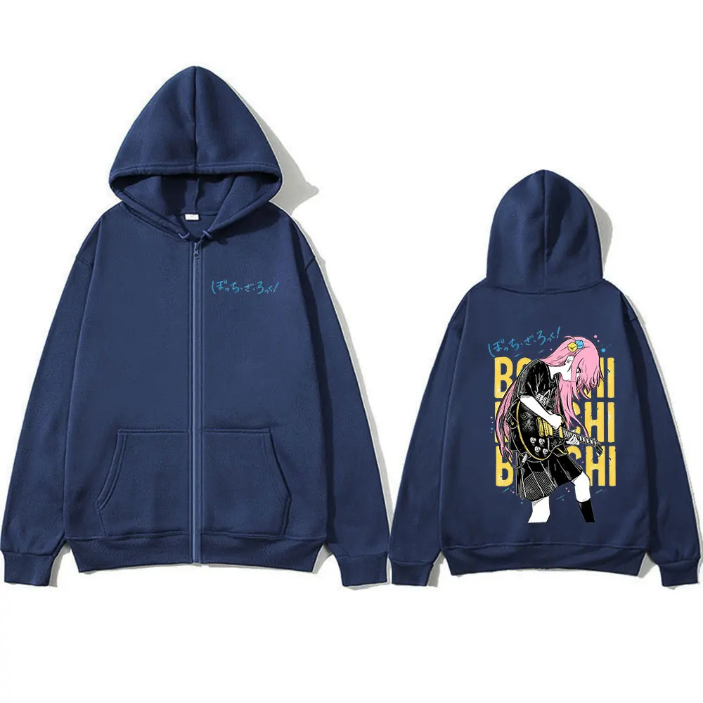 Anime Bocchi The Rock Gotoh Hitori Zipper Hoodies Men Women Fashion Harajuku Long Sleeve Zip Up Hooded Sweatshirts Jackets Coats