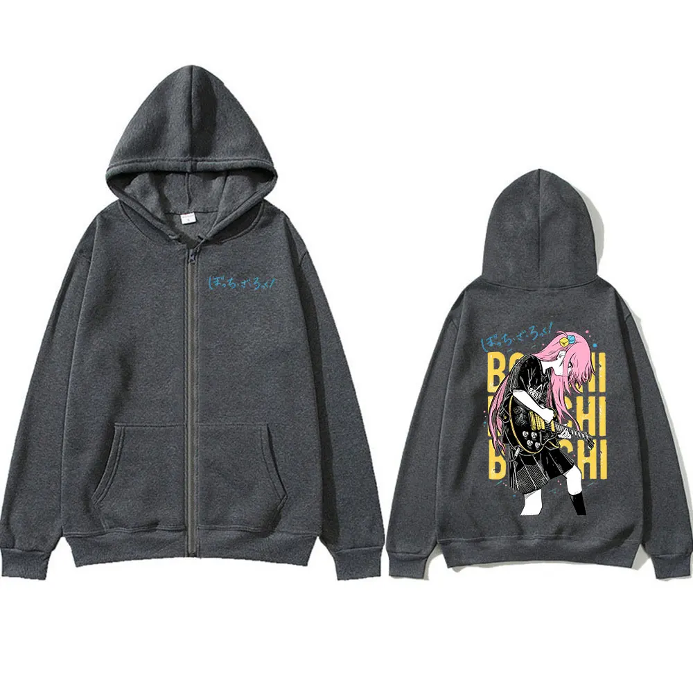 Anime Bocchi The Rock Gotoh Hitori Zipper Hoodies Men Women Fashion Harajuku Long Sleeve Zip Up Hooded Sweatshirts Jackets Coats