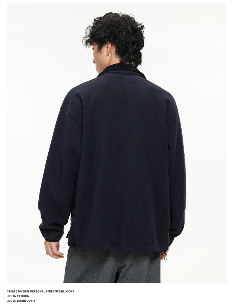 Autumn Winter Fleece Stand Collar Sweatshirts Jacket Men Outdoor Hiking Casual Track Hoodies Sweatshirt Coat Cardigan Jacket