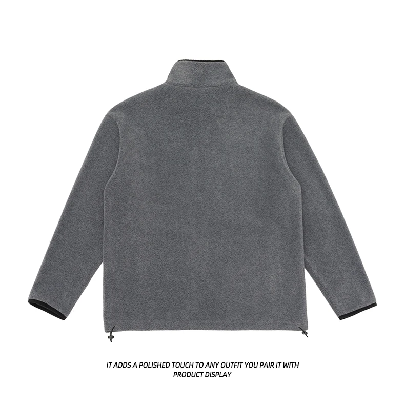 Autumn Winter Fleece Stand Collar Sweatshirts Jacket Men Outdoor Hiking Casual Track Hoodies Sweatshirt Coat Cardigan Jacket