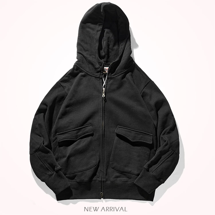 Autumn Winter American Heavyweight Hooded Hoodies Men's Fashion Pure Cotton Long Sleeve Thickened Plus Velvet Casual Sportwear